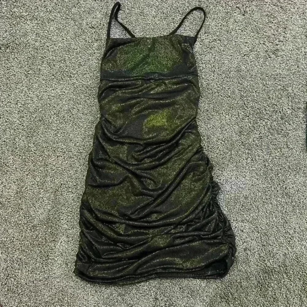 Lucy and the sky, black and gold mini dress